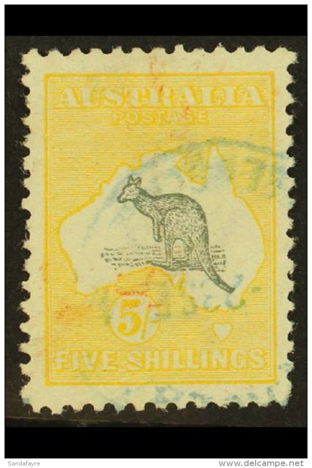 1913-14 5s Grey And Yellow Kangaroo, SG 13, Very Fine Used With Light Blue Cds Cancel. For More Images, Please... - Andere & Zonder Classificatie