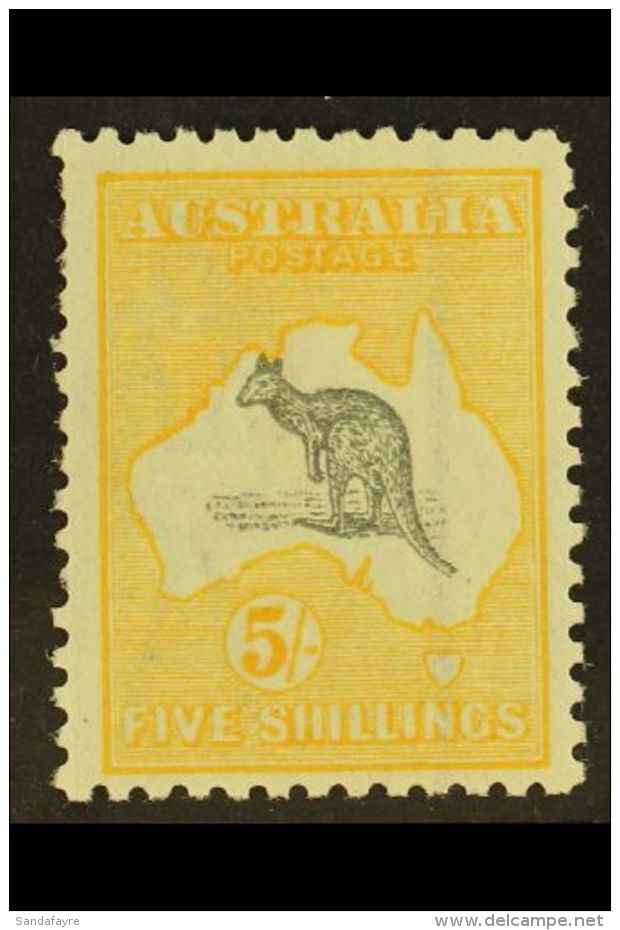 1915-27 5s Grey And Yellow Kangaroo, SG 42, Mint, Very Fresh, Few Shortish Perfs At Left. For More Images, Please... - Sonstige & Ohne Zuordnung