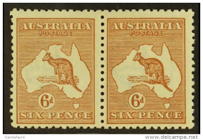 1923-24 6d Chestnut Kangaroo With "LEG OF KANGAROO BROKEN" Variety, In Horiz Pair With Normal, SG 73/73a, Very... - Other & Unclassified