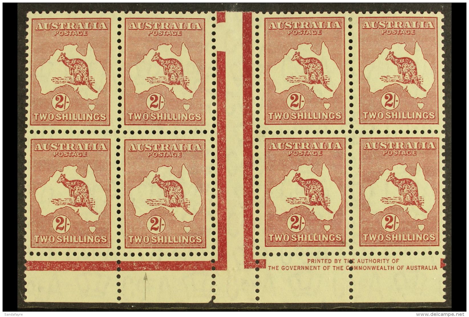 1931-36 2s Maroon Kangaroo, SG 134, A Superb "PRINTED BY AUTHORITY OF THE GOVERNMENT OF THE COMMONWEALTH OF... - Otros & Sin Clasificación