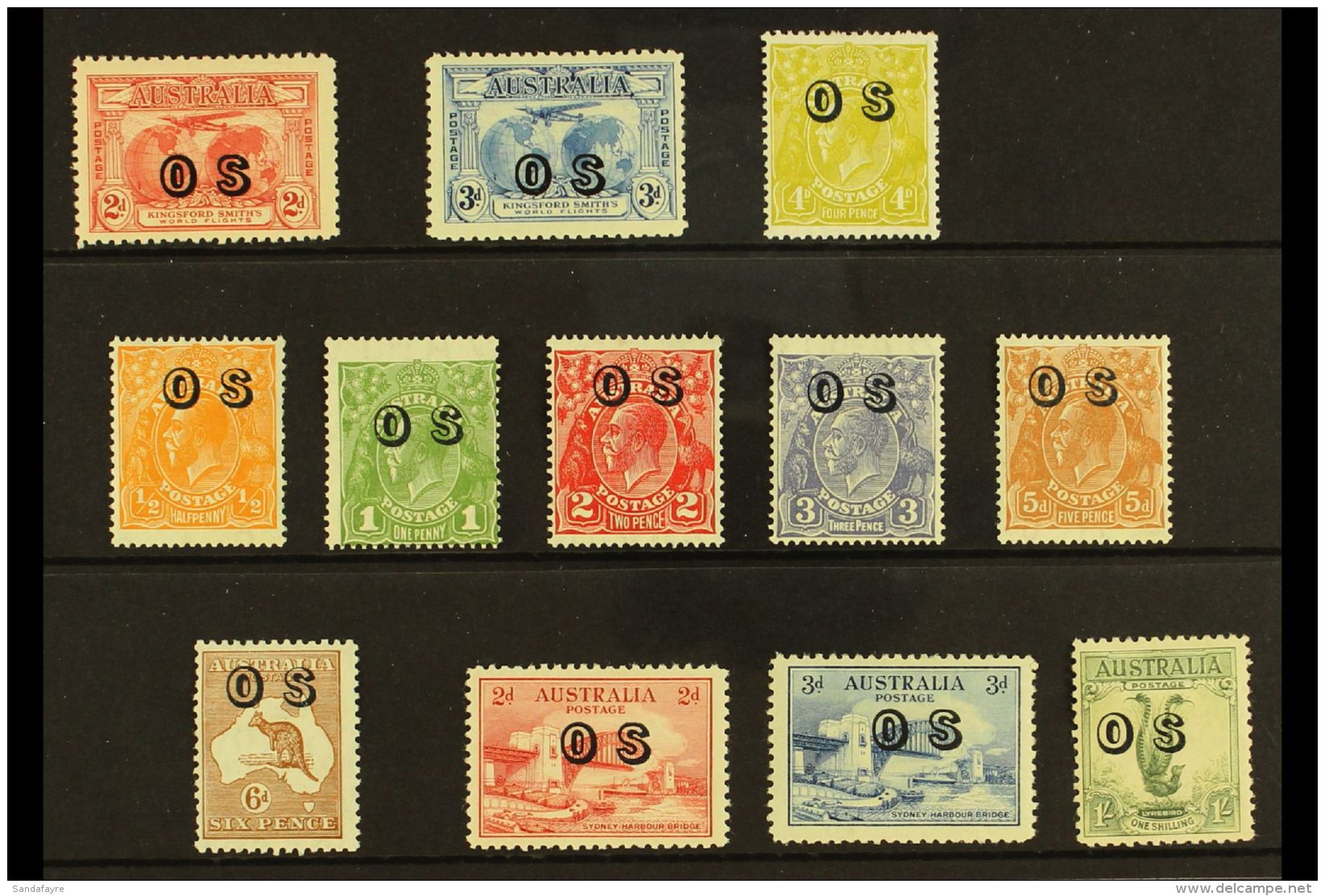 OFFICIALS 1931-33 "OS" OVERPRINTED FINE MINT SELECTION On A Stock Card. Includes The 1931 "Kingsford Smith" 2d... - Sonstige & Ohne Zuordnung