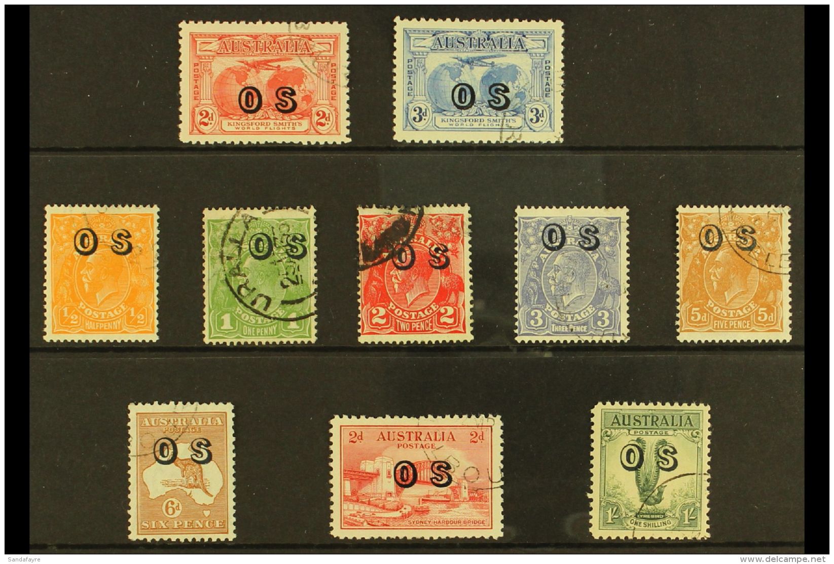 OFFICIALS 1931-33 "OS" OVERPRINTED USED SELECTION On A Stock Card. Includes The 1931 "Kingsford Smith" 2d &amp;... - Autres & Non Classés