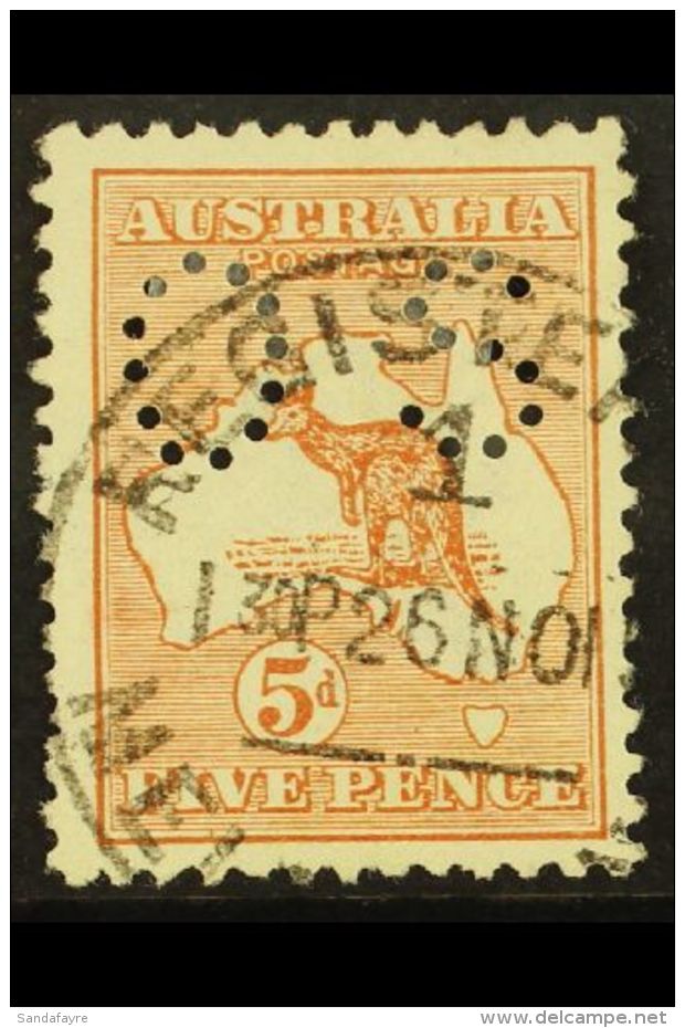 OFFICIALS 1914 "OS" Punctured 5d Chestnut Die II, SG O22, Fine Cds Used For More Images, Please Visit... - Andere & Zonder Classificatie