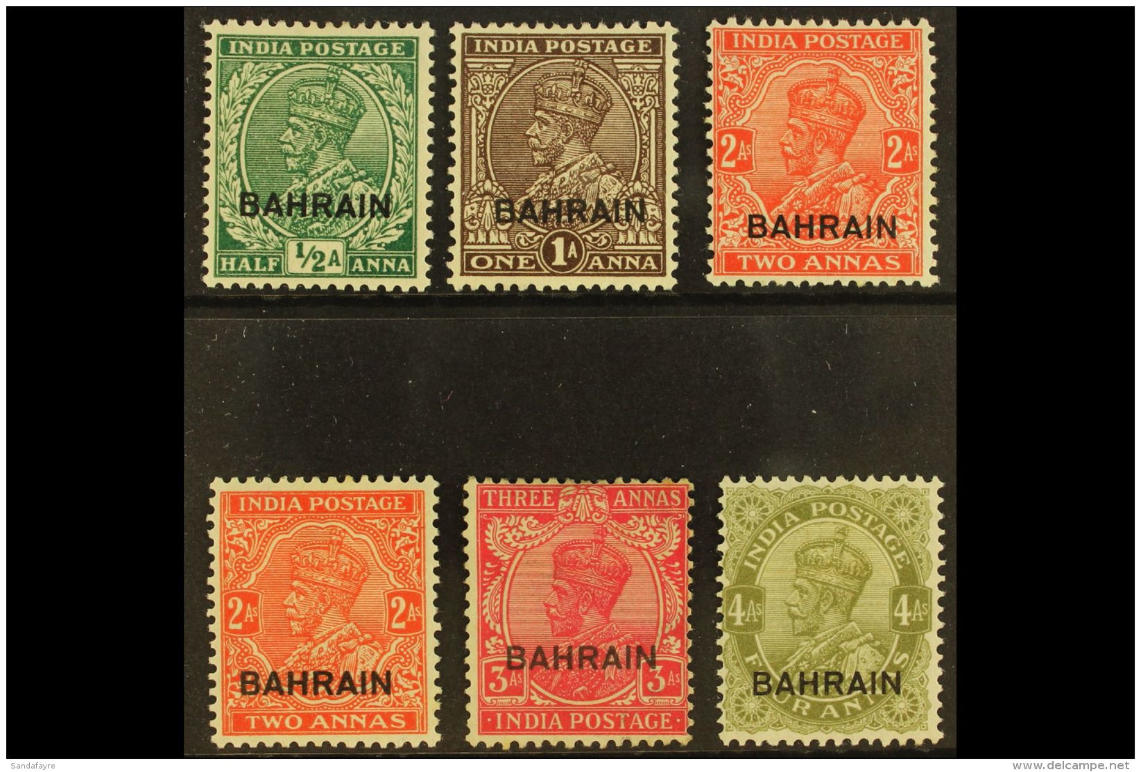 1934-7 Geo V New Designs Set Incl 2a Vermilion Small Die, SG 15/19, Very Fine Mint. 3a Unused. (6 Stamps) For More... - Bahrain (...-1965)