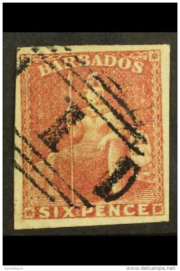 1858 6d Pale Rose-red, SG 11, 4 Margins, Very Fine Used. For More Images, Please Visit... - Barbados (...-1966)