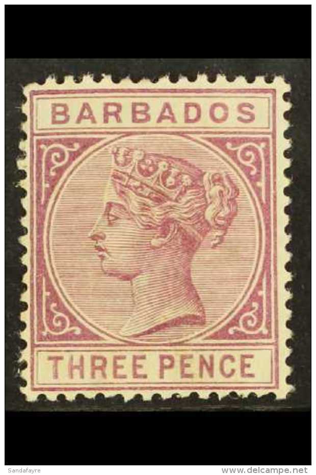 1882 3d Deep Purple, Sideface, SG 95, Good Mint. For More Images, Please Visit... - Barbades (...-1966)