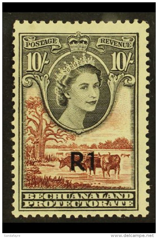 1961 1R On 10s Black And Red Brown, Type 1 Surcharge, SG 167, Very Fine And Fresh Mint. Scarce Stamp. For More... - Andere & Zonder Classificatie