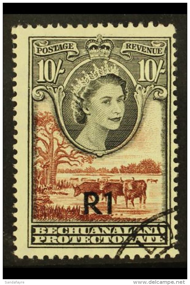 1961 1R On 10s Black And Red Brown, Type 1 Surcharge, SG 167, Very Fine Used. Scarce Stamp. For More Images,... - Other & Unclassified