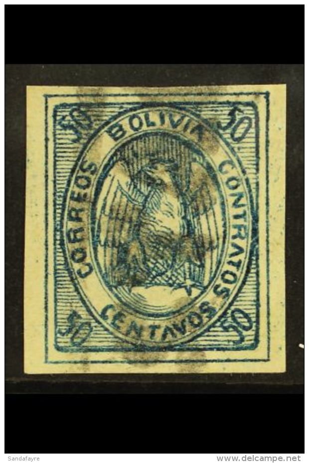 1867-68 50c Blue Condor (Scott 6, SG 11), Fine Used, Showing Large Letters "STA" Of Postmark, Four Large Margins,... - Bolivien