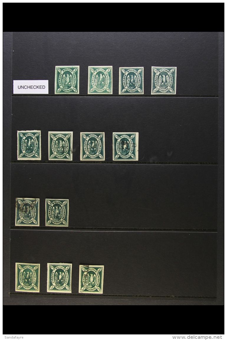1867-68 5c Green Condor Stamps Very Fine Mint &amp; Used, Each With 4 Large Margins And Very Attractive (13... - Bolivia