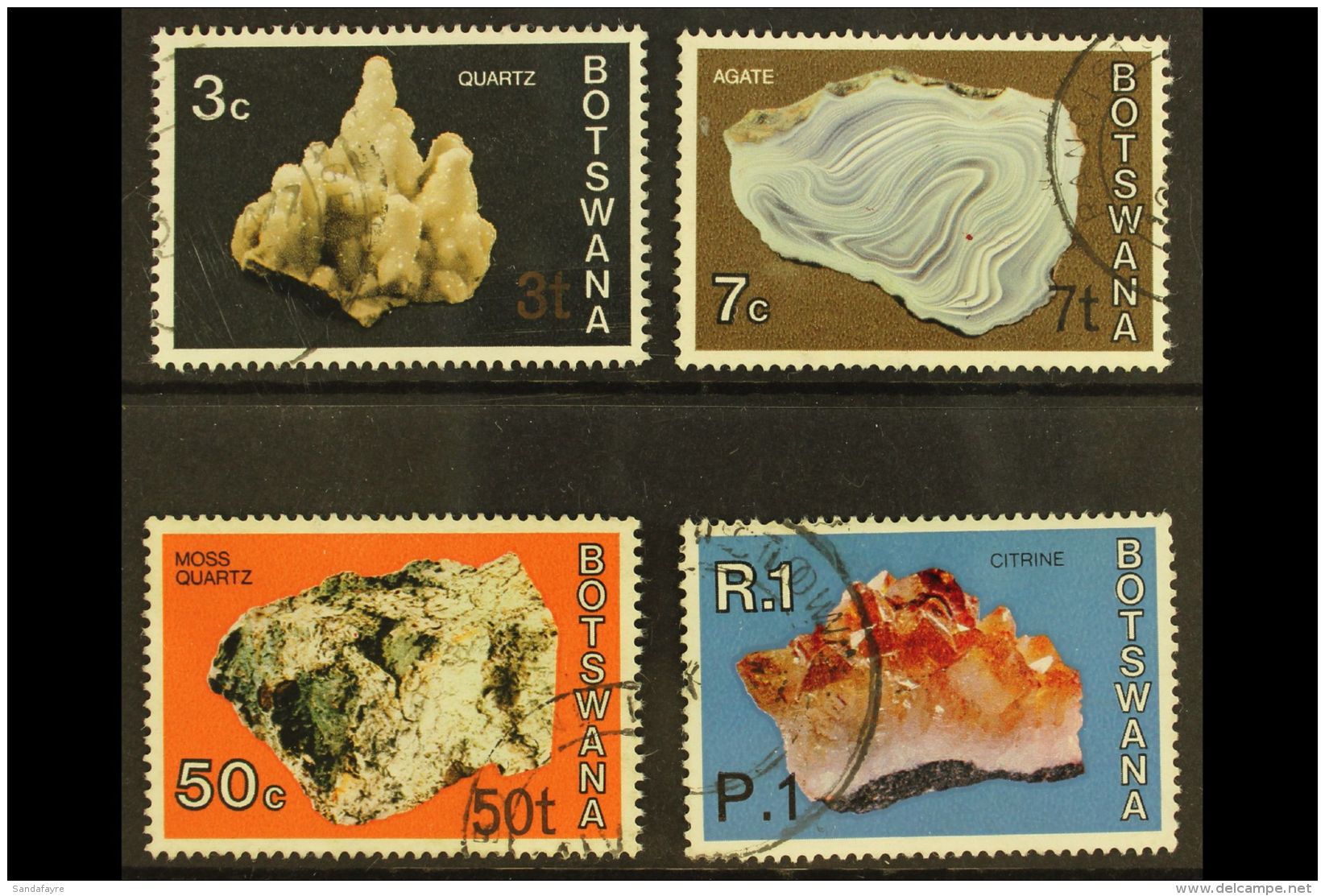 1976-7 3t On 3c, 7t On 7c, 50t On 50c &amp; 1p On 1r, Second Pretoria Printing, Mineral Surcharges, SG 369a, 372a,... - Botswana (1966-...)