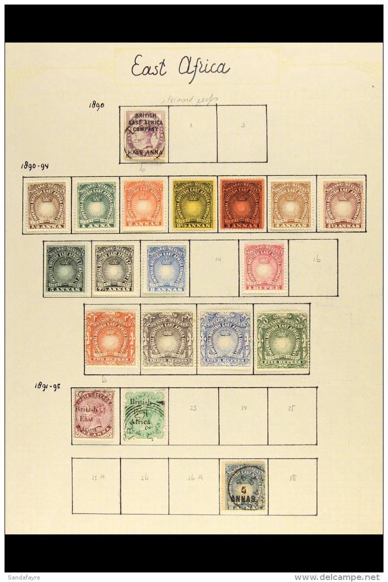 1890-1919 ALL DIFFERENT COLLECTION On Leaves, Mint Or Used, Inc 1890 &frac12;a On 1d (trimmed Perfs), 1890-95 Most... - Brits Oost-Afrika