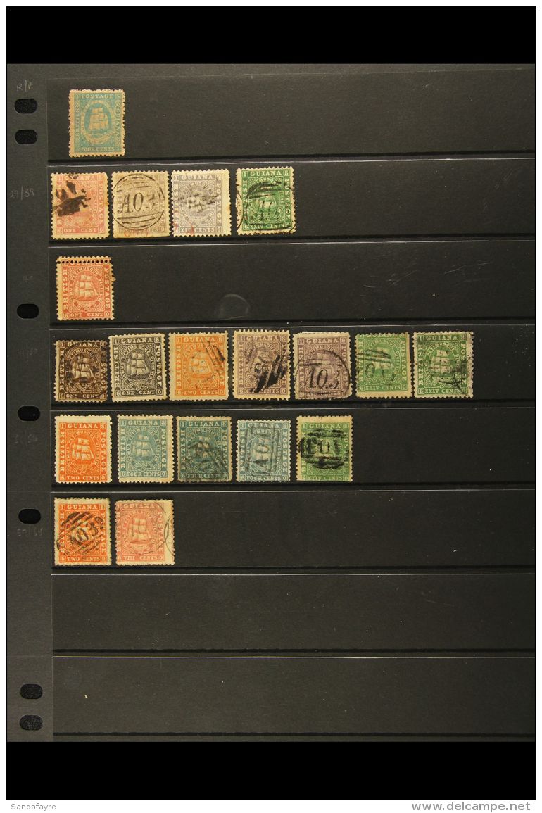 1860-65 "OLD TIME" COLLECTION On A Stock Page. A Valuable Range Of Classic "Ship" Issues Including 1860-63 Thick... - Guyane Britannique (...-1966)