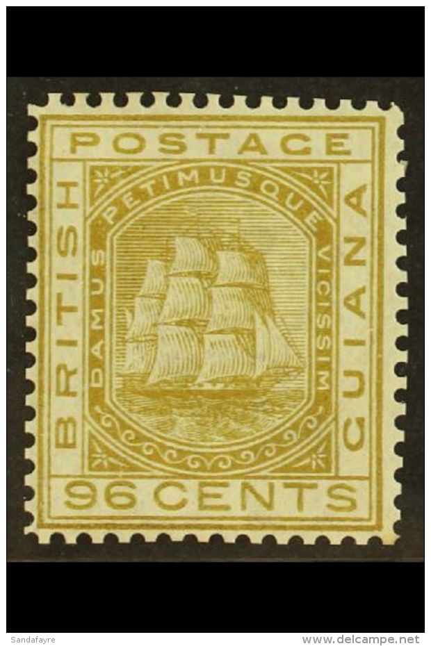 1876-79 96c Olive Bistre, CC Wmk, SG 134, Fine Mint Elusive Stamp! For More Images, Please Visit... - Britisch-Guayana (...-1966)