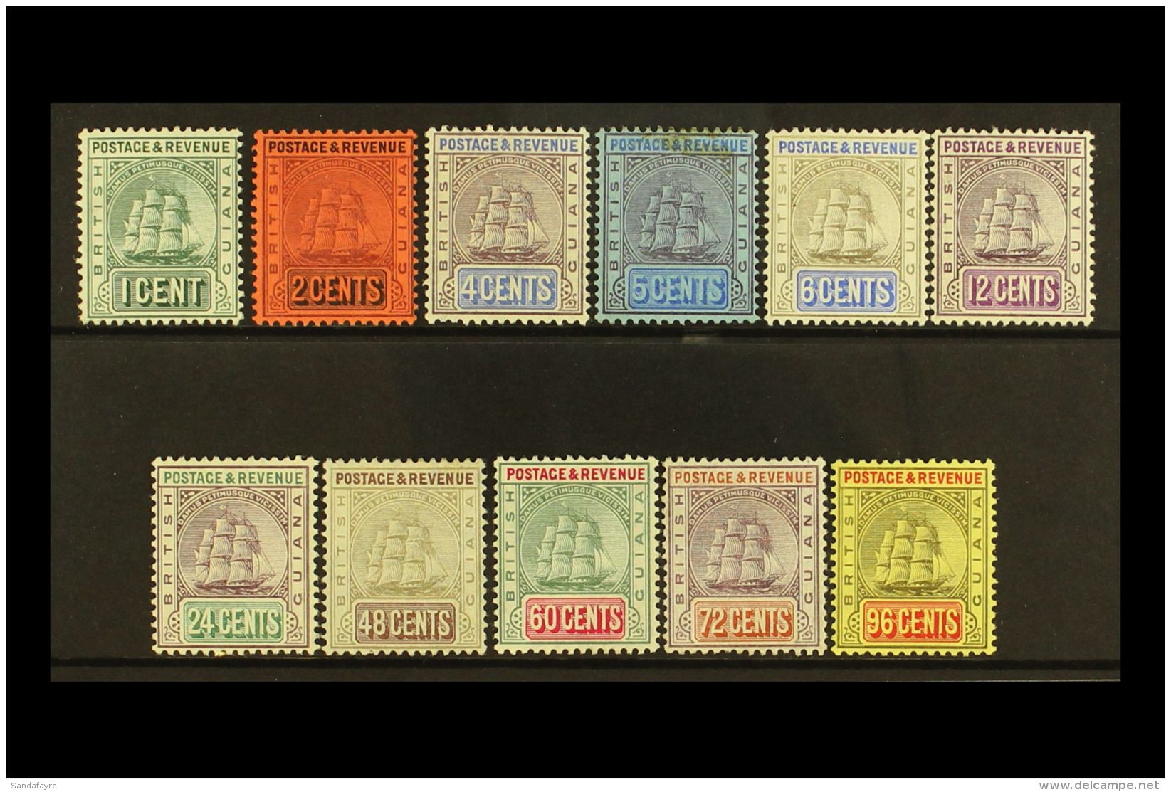 1905-07 MCA Wmk "Ship" Complete Set, SG 240/50, Very Fine Mint (11 Stamps) For More Images, Please Visit... - British Guiana (...-1966)