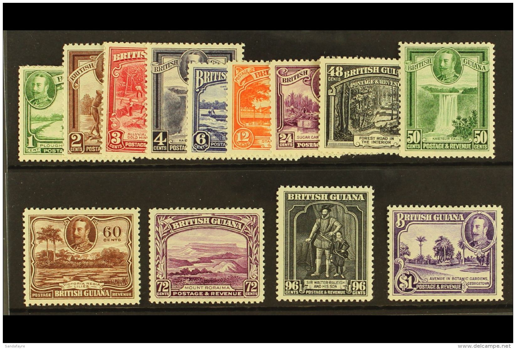 1934 Pictorial Definitives Complete Set, SG 288/300, Fine Mint, The 24c With Fault. (13 Stamps) For More Images,... - Britisch-Guayana (...-1966)