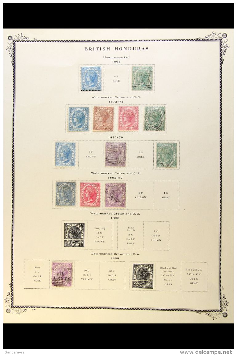 1865-1899 ALL DIFFERENT COLLECTION On Pages, Inc 1865 1d Mint &amp; 1s Used, 1872-79 Perf 12&frac12; Set To 6d All... - Honduras Britannique (...-1970)