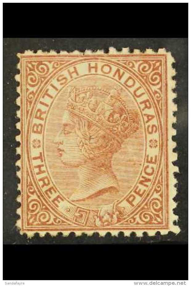 1872 3d Chocolate, Wmk CC, Perf 12&frac12;, SG 8, Very Fine Mint. For More Images, Please Visit... - Britisch-Honduras (...-1970)