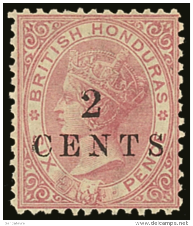 1888 2c On 6d Rose, Wmk CC, Perf 12&frac12;, SG 23, Superb Mint, Lovely Well Centered Stamp! Royal Cert. For More... - Honduras Britannique (...-1970)