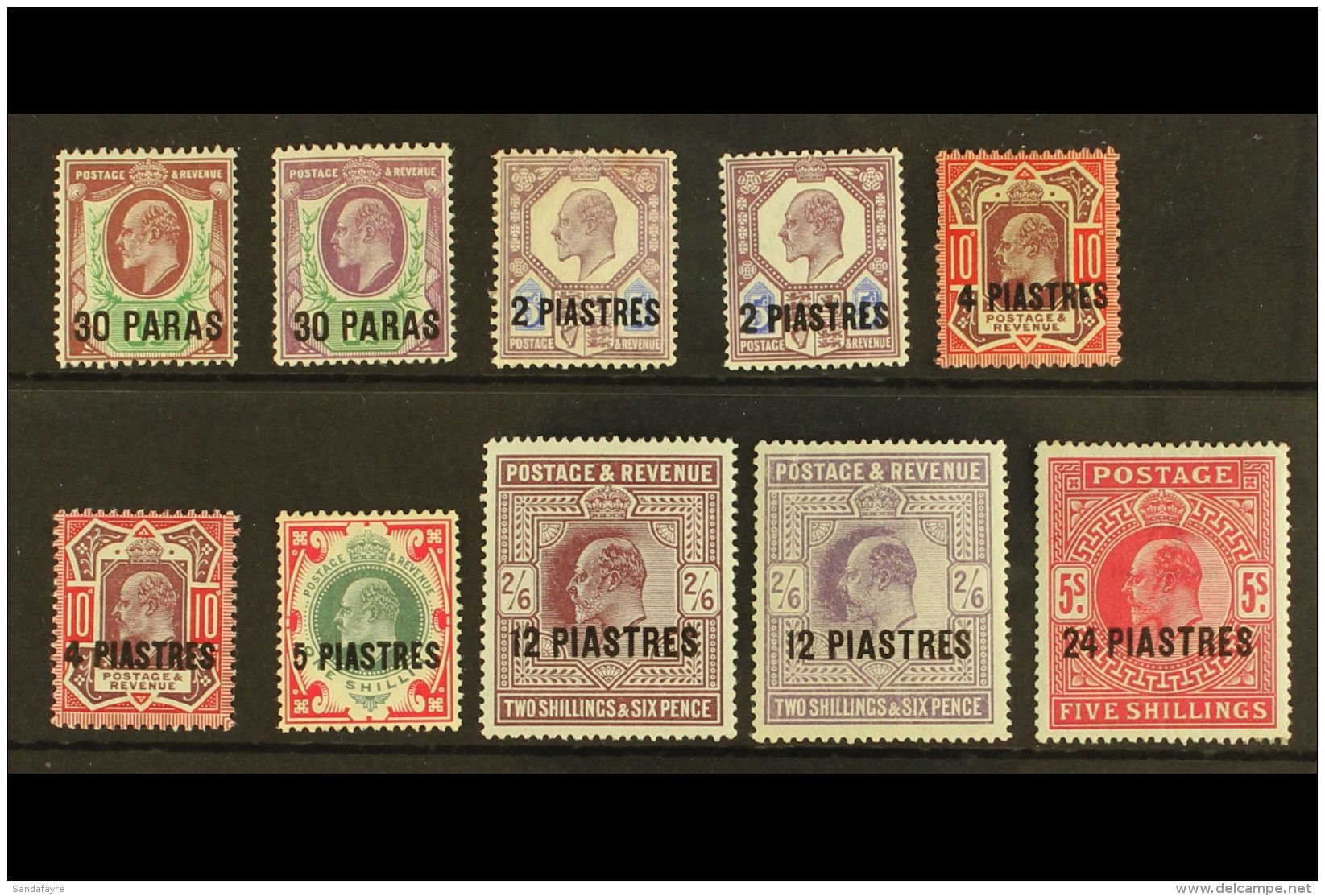 1911 - 1913 Ed VII Set 30pa To 24pi On 5s Incl Shades, SG 29/34 Incl 29a, 30a, 31b And 33a, Very Fine And Fresh... - Britisch-Levant