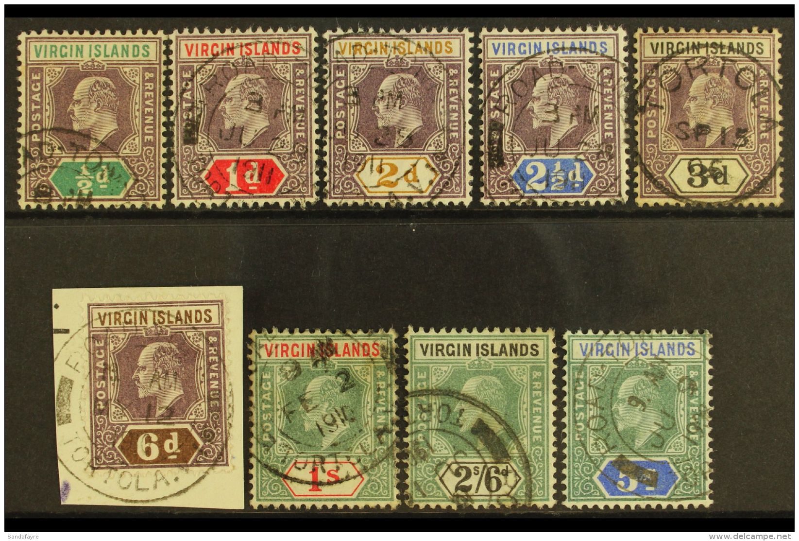 1904 KEVII Definitives Complete Set, SG 54/62, Fine Cds Used. (9 Stamps) For More Images, Please Visit... - British Virgin Islands
