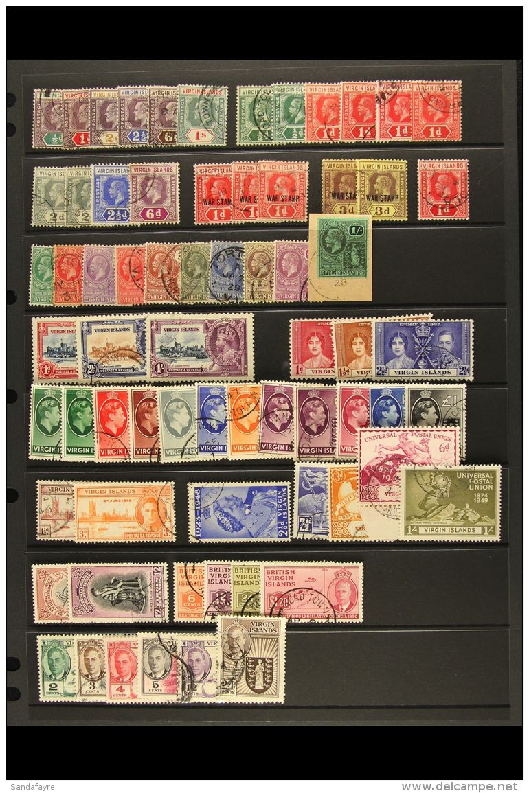 1904-52 A Fine Used Collection Incl. 1904 To 1s, 1913-19 To 6d With Shades Of &frac12;d (2), 1d (4), War Tax, 1921... - Britse Maagdeneilanden