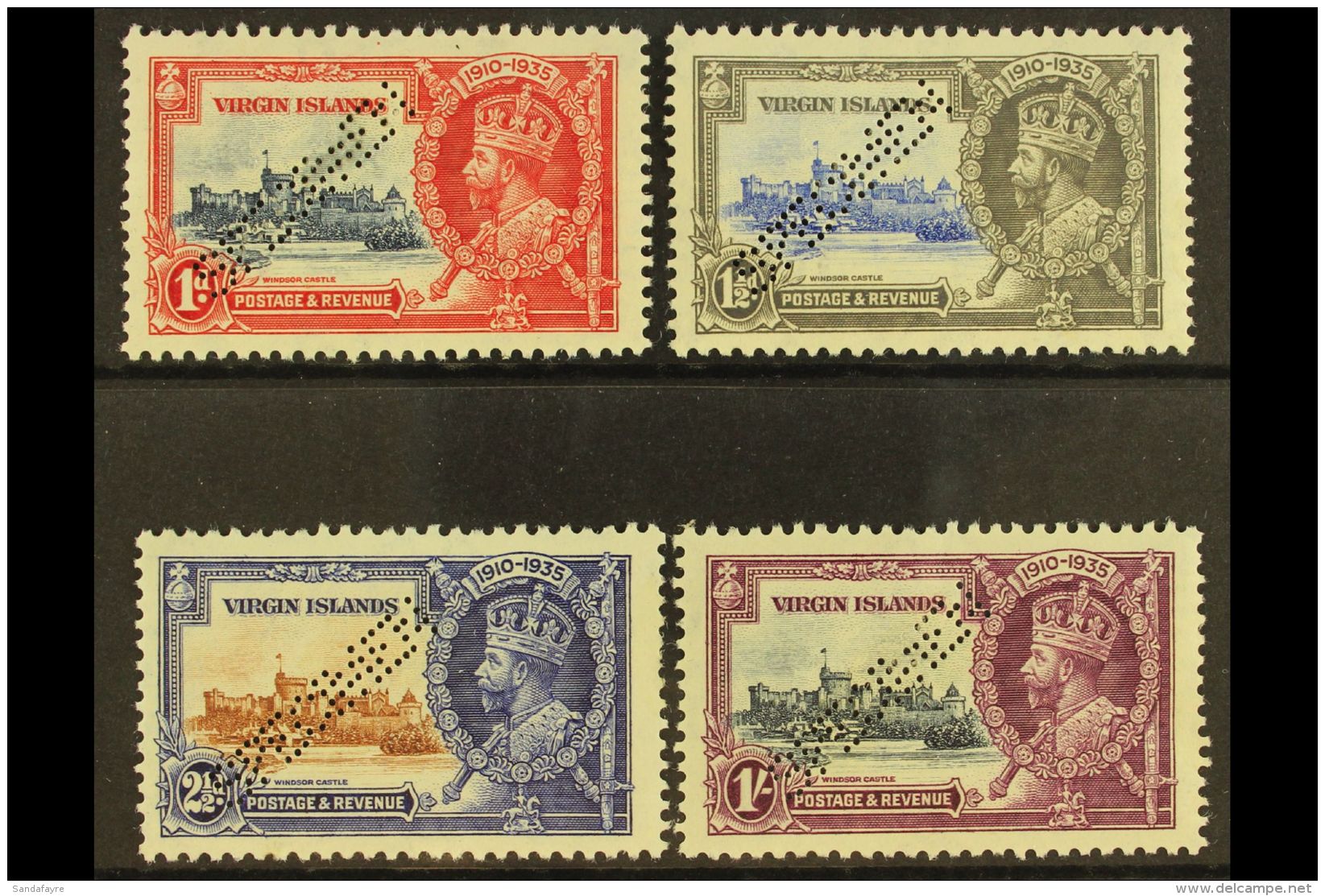 1935 Silver Jubilee Set Complete, Perforated "Specimen", SG 103s/106s, Very Fine Mint Large Part Og. (4 Stamps)... - British Virgin Islands