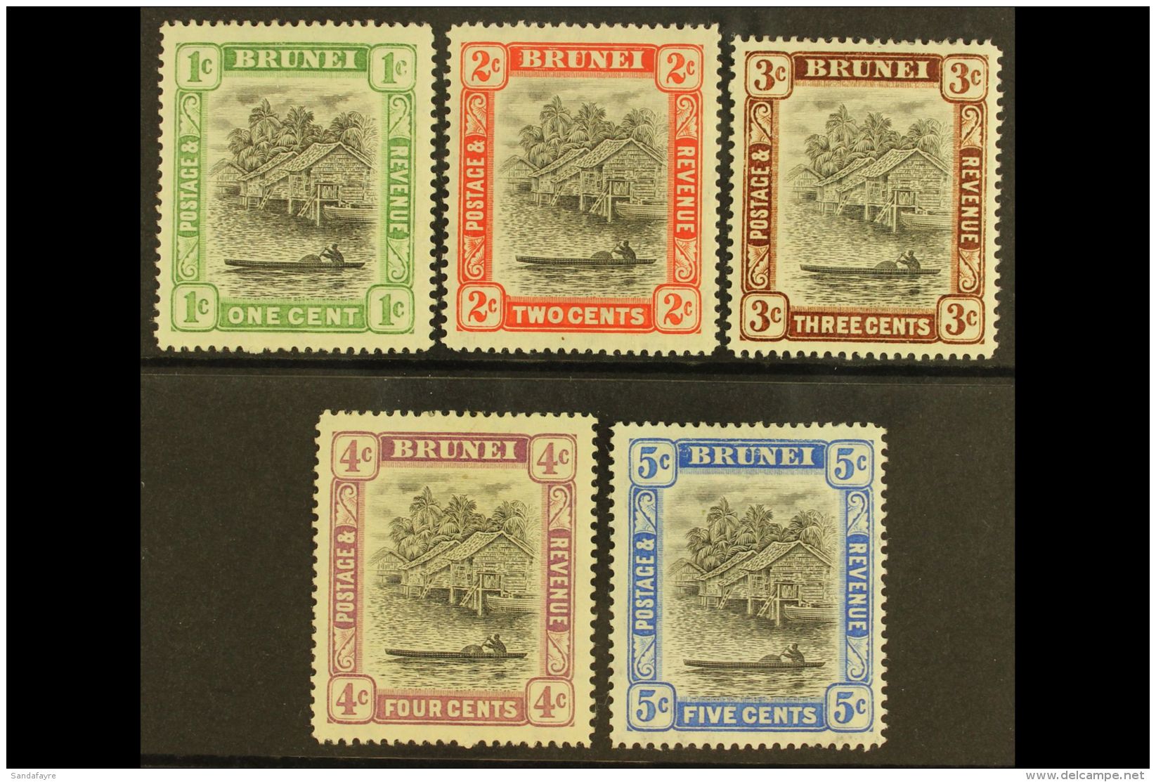1907 1c - 5c River View All With Variety "wmk Reversed", SG 23x/27x, Very Fine Mint. (4 Stamps) For More Images,... - Brunei (...-1984)