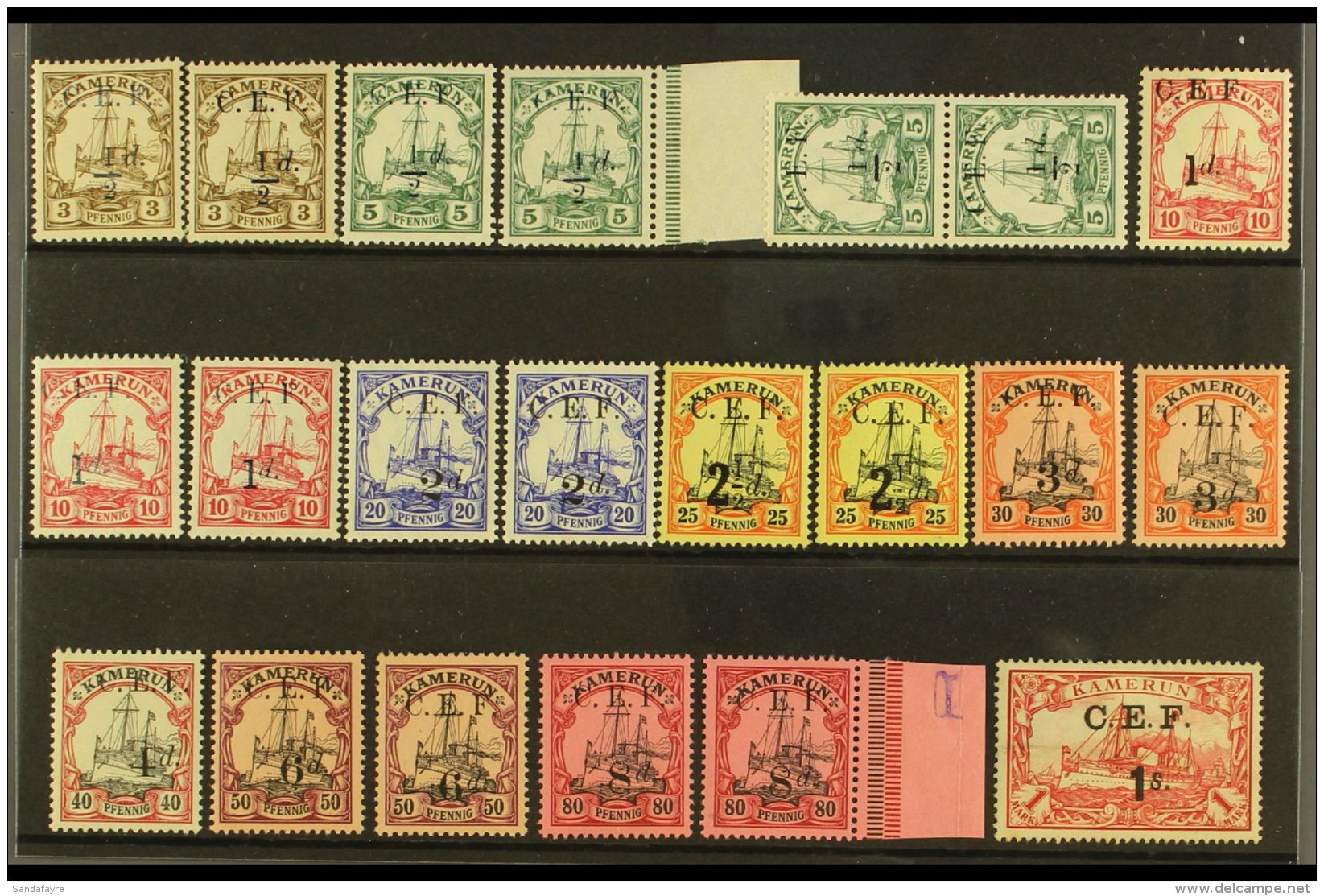 CAMEROONS EXPEDITIONARY FORCE 1925 "C.E.F." Overprints Selection With All Values To 1s On 1m (crease), Fine Mint,... - Otros & Sin Clasificación