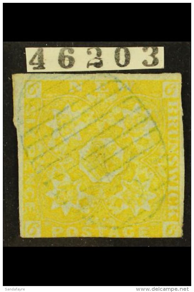 1851 6d Yellow, SG 3, Fine Used With 3 Good Margins, Just Shaved Into Design At Foot And Tiny Marginal Tear Top... - Andere & Zonder Classificatie