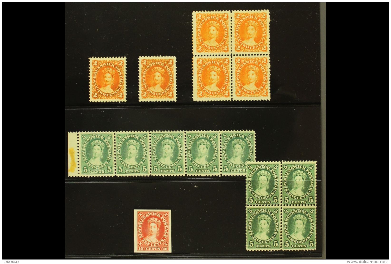 1860 2c Orange &amp; 5c Green Values In Attractive Unused Multiples (cat &pound;462 As Cheapest Shades) Plus A 10c... - Other & Unclassified