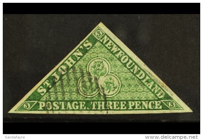 1860 3d Green Triangular, SG 11, Very Fine Used With Three Good To Large Margins And Neat Barred Cancel. For More... - Andere & Zonder Classificatie