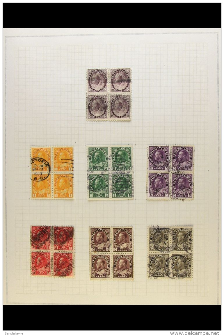 1898-1937 USED BLOCKS OF FOUR. A Collection Of All Different Used Blocks Of 4 On Leaves, Inc 1898-1902 10c,... - Sonstige & Ohne Zuordnung