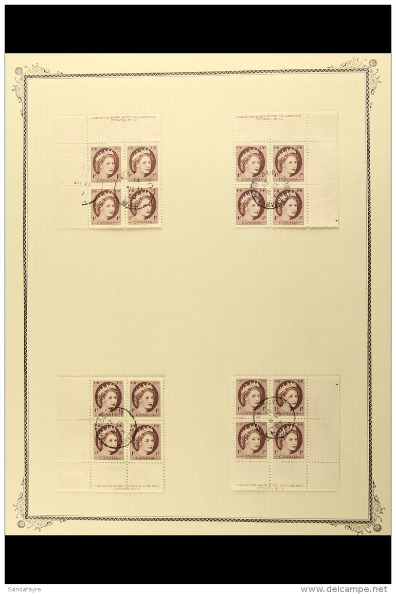 1953-54 "WILDING" PORTRAIT PLATE BLOCK COLLECTION An Extensive Collection Of Used Corner Plate Blocks And Most... - Autres & Non Classés