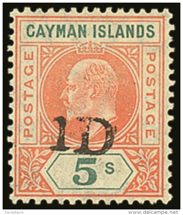 1907 "1D" On 5s Salmon And Green, SG 19, Never Hinged Mint. For More Images, Please Visit... - Cayman Islands