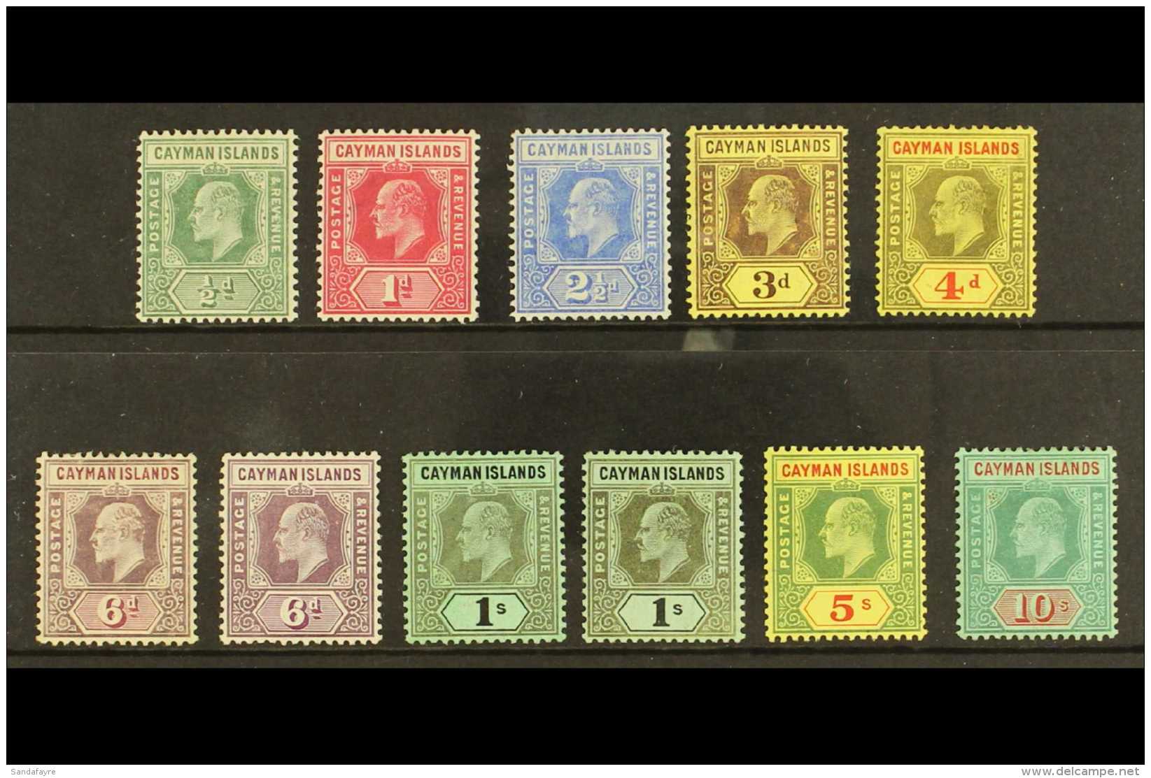 1907-09 Complete Definitive Set With Both 1s, SG 25/34, And With Both 6d Shades, Very Fine Mint. (11 Stamps) For... - Iles Caïmans