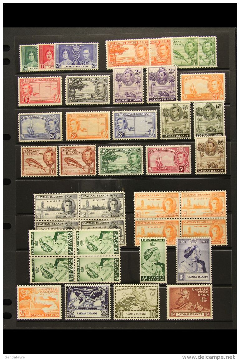 1937-49 KGVI VERY FINE MINT COLLECTION On A Stock Page. Includes 1937 Coronation Set, 1938-48 Set Plus Some Perf... - Iles Caïmans