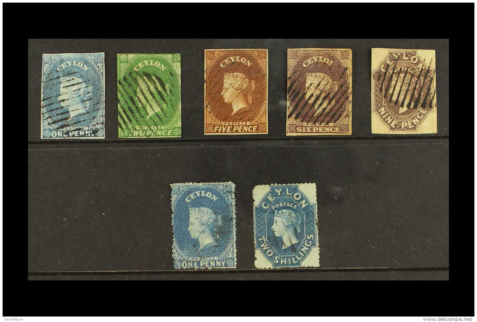 1857-1861 ALL DIFFERENT USED GROUP On A Stock Card, Comprising 1857-59 1d (4 Margins), 2d (3 Margins), 5d (4... - Ceylan (...-1947)