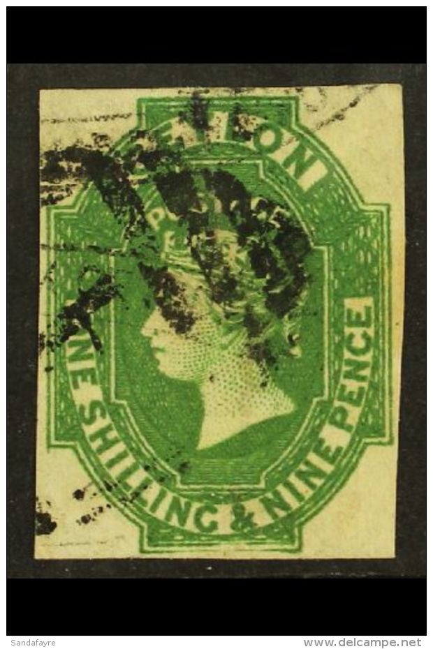 1857-59 1s9d Green, SG 11, Used With 4 Large Square Margins For More Images, Please Visit... - Ceylan (...-1947)