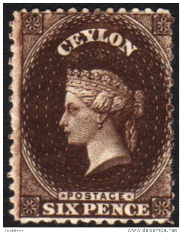 1867 6d Blackish Brown, Wmk "Small" CC, Perf 12&frac12;, SG 67b, Very Fine Mint. For More Images, Please Visit... - Ceylon (...-1947)