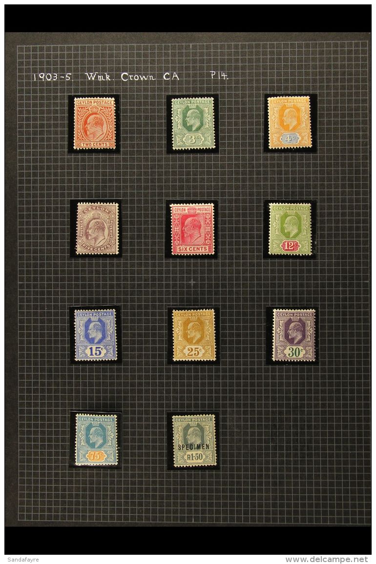 1903-1952 ATTRACTIVE FINE MINT COLLECTION In Hingeless Mounts On Leaves, ALL DIFFERENT, Inc 1903-05 Set To 75c,... - Ceylon (...-1947)