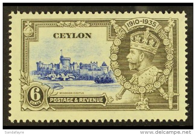 1935 6c Ultramarine &amp; Grey Jubilee DOT TO LEFT OF CHAPEL Variety, SG 379g, Very Fine Mint. For More Images,... - Ceylon (...-1947)