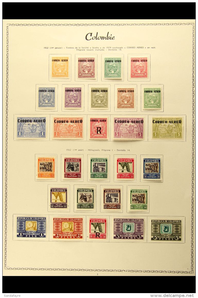 1932-47 FINE MINT AIR POST STAMPS COLLECTION A Lovely All Different Collection On Specialist Printed Album Pages,... - Colombia