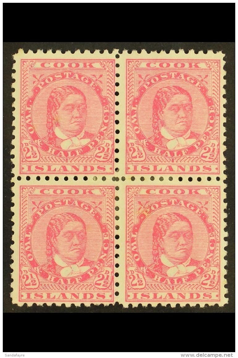 1893-1900 2&frac12;d Pale Rose Perf 11, SG 16, Fine Mint BLOCK Of 4, Fresh. (4 Stamps) For More Images, Please... - Cookinseln