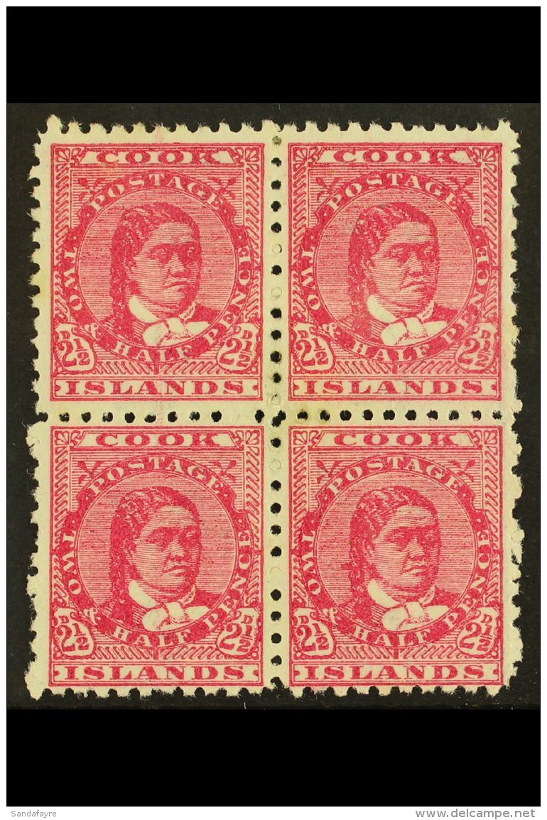 1893-1900 2&frac12;d Deep Rose Perf 11, SG 16a, Fine Mint BLOCK Of 4, Fresh. (4 Stamps) For More Images, Please... - Cookeilanden