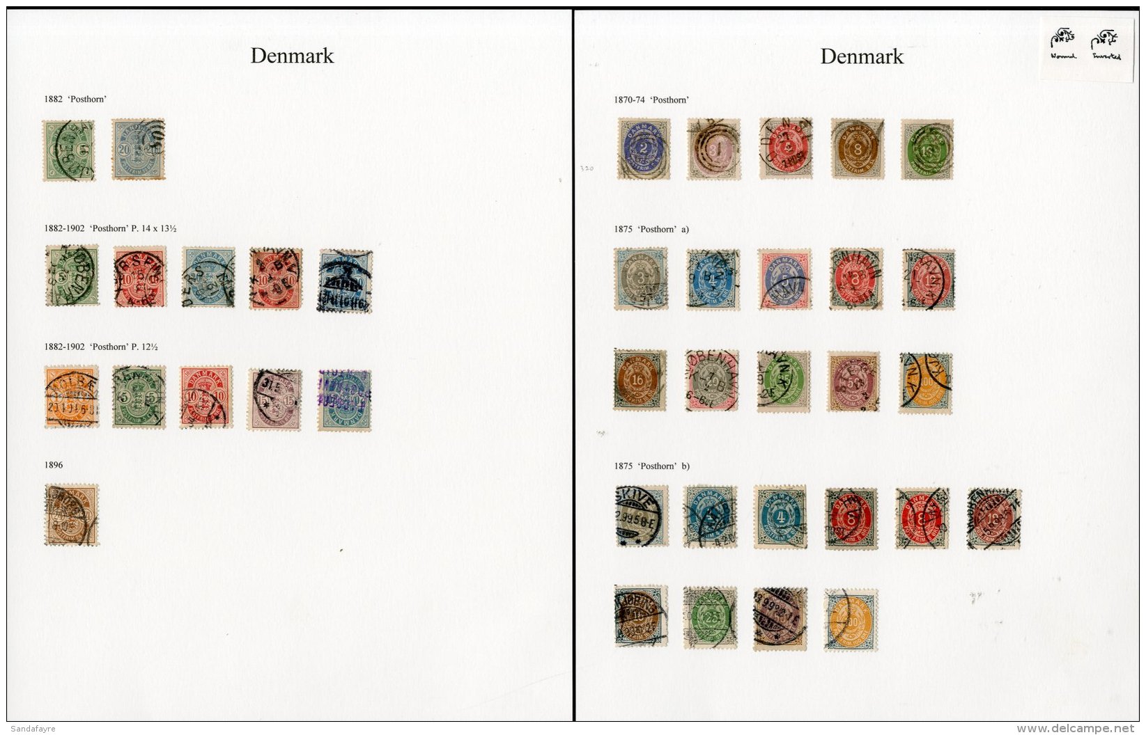 1870-1896 USED COLLECTION With 1870-74 Bi-coloured "skilling" Basic Set To 16sk; 1875-1901 Bi-coloured "ore" Basic... - Autres & Non Classés