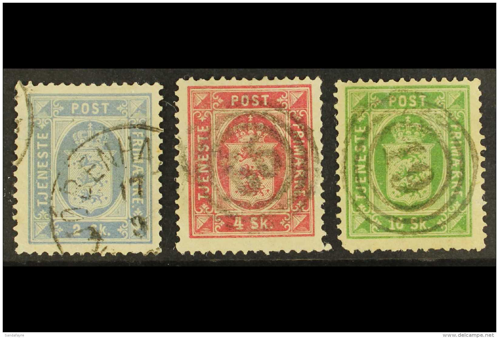 OFFICIALS 1871 "Skilling" Values, Complete P14x13&frac12; Basic Set, 2sk Grey-blue Shade, Facit TJ1/3, SG O51a/53,... - Other & Unclassified