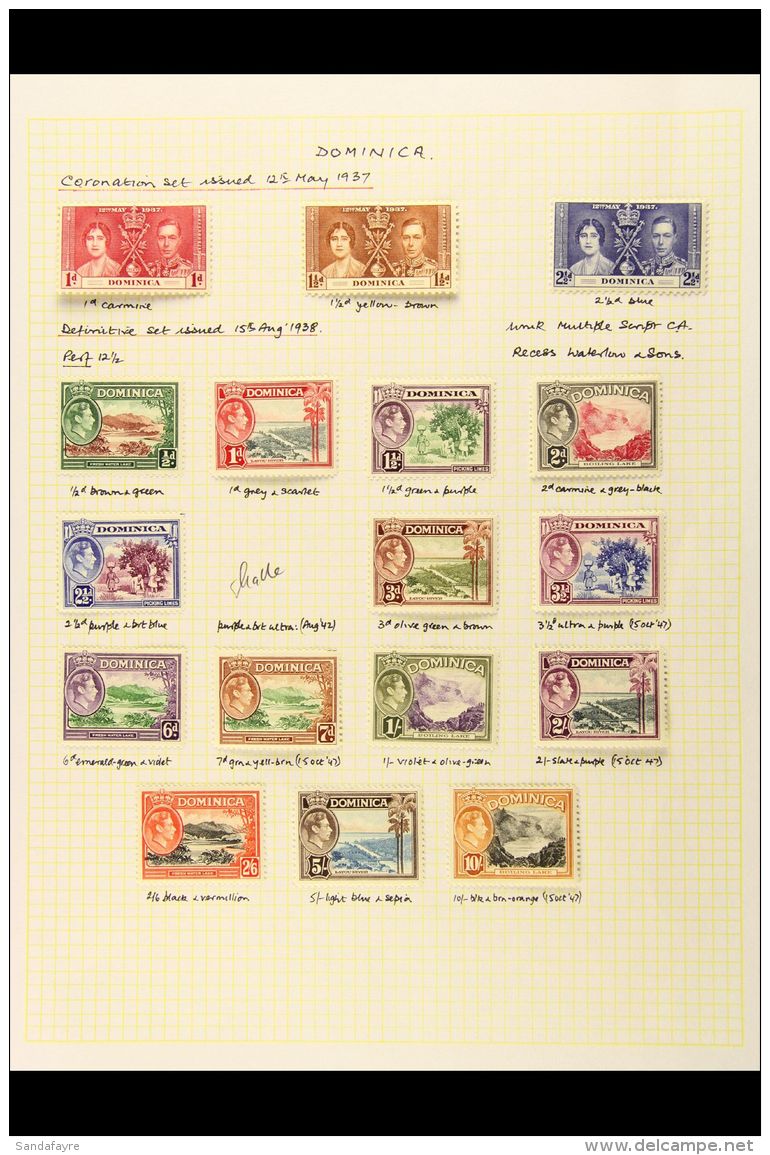 1937-1951 COMPLETE SUPERB MINT COLLECTION On Leaves, All Different, Inc 1937-48 Set, 1948 Wedding Set, 1951 Set... - Dominica (...-1978)