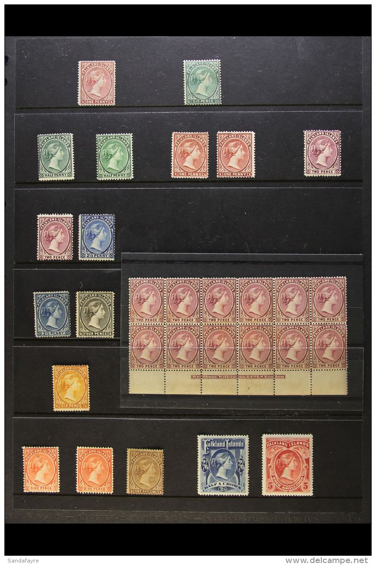 1878-1898 QUEEN VICTORIA SELECTION Presented On A Stock Page. Includes 1878-79 1d Claret (unused And Pinhole)... - Falklandeilanden