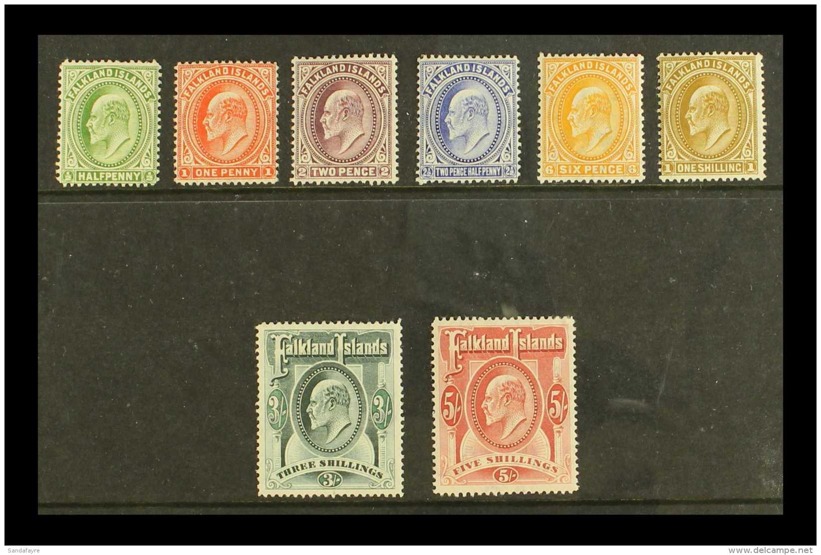 1904-12 KEVII Complete Set, SG 43/50, Very Fine Mint, Very Fresh &amp; Attractive. (8 Stamps) For More Images,... - Falklandeilanden